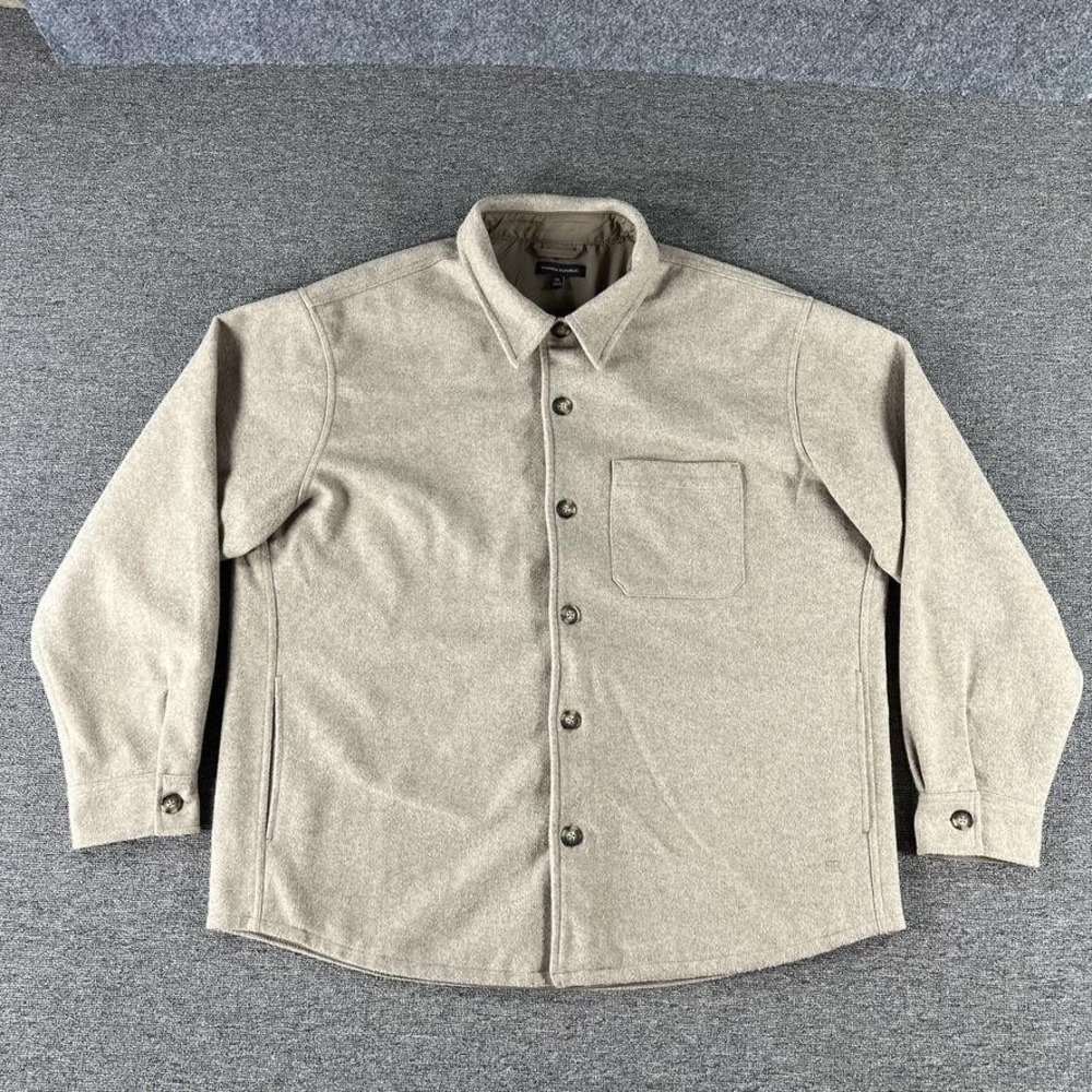 Banana Republic Shirt‎ Jacket Mens 2XL Beige Fleece Lined Button Front Casual